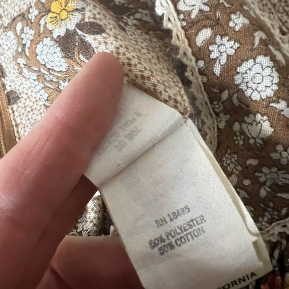 Vintage JODY T OF CALIFORNIA 70s Floral Prairie Folk Smocked Mini Dress - Picture 9 of 10